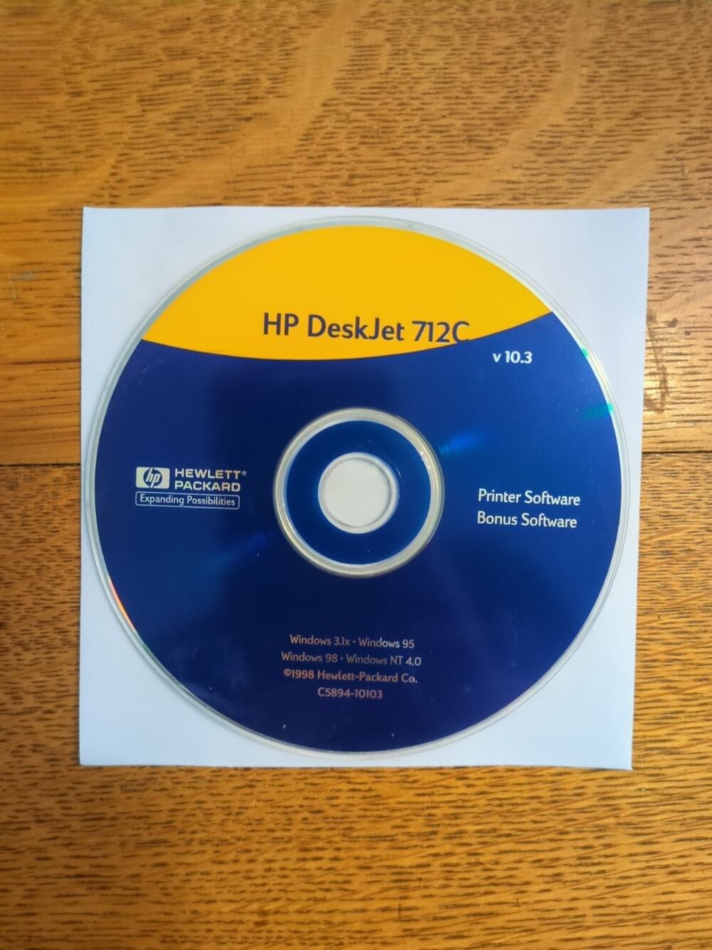 HP DeskJet 712C printer software CD-ROM, version 10.3 disc only